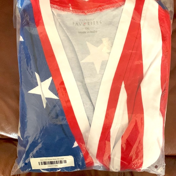 Catalog Favorites Stars and Stripes Patriotic Women’s XXL Cotton Robe, NWT - Picture 3 of 5